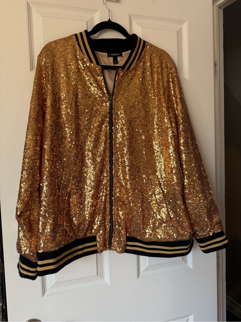 Torrid Gold Sequin Bomber Jacket